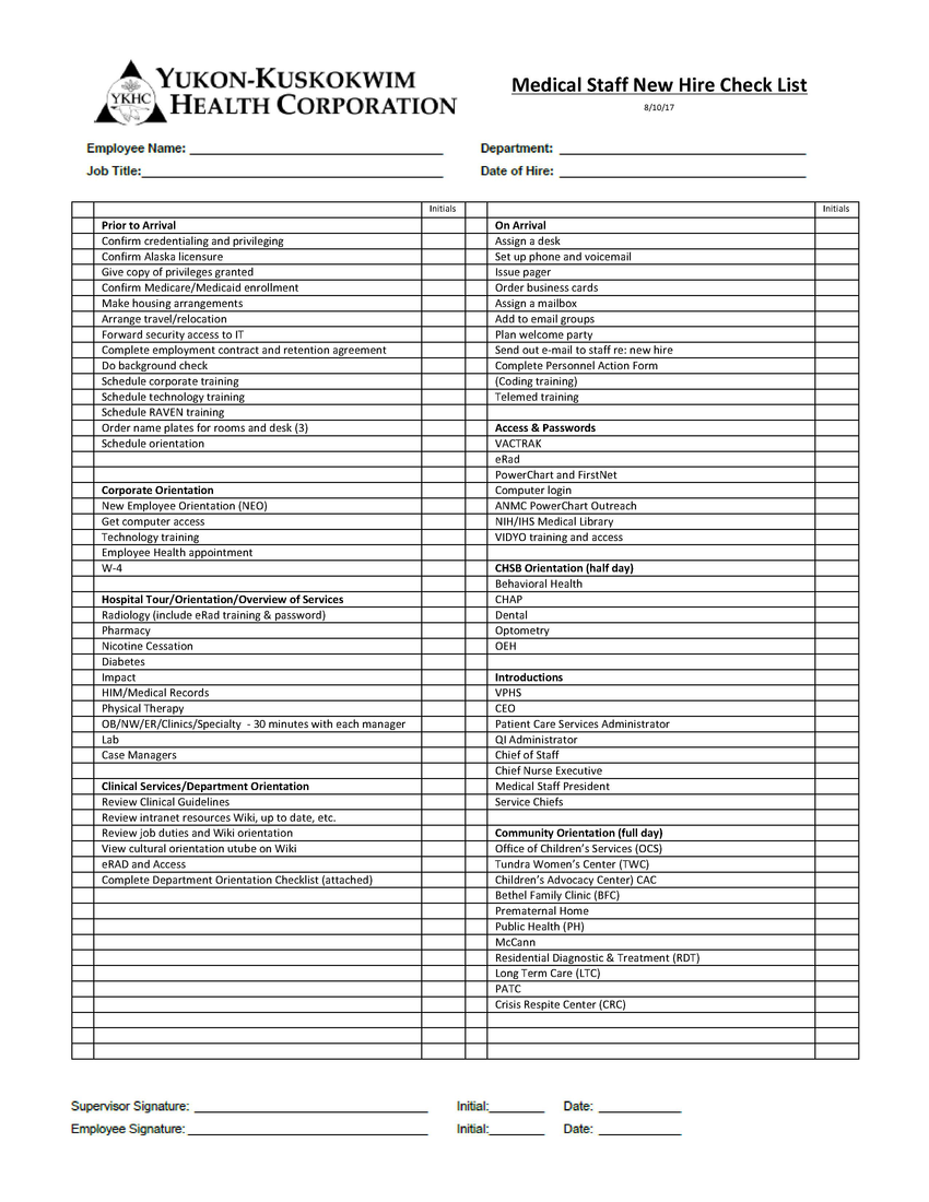 Corporate and medical staff orientation checklist.pdf