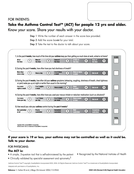 Asthma control test pdf 2021